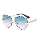 QSKY Rimless Sunglasses Women Brand Designer Sun Glasses Gradient Shades Cutting Lens Ladies Frameless Metal Eyeglasses UV400